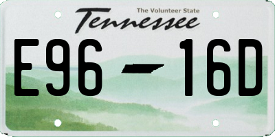 TN license plate E9616D