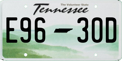TN license plate E9630D