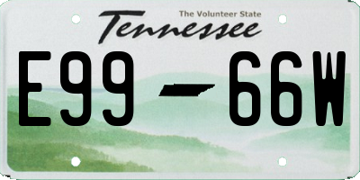 TN license plate E9966W