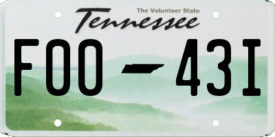 TN license plate F0043I