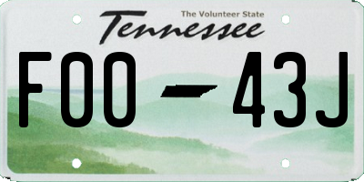 TN license plate F0043J
