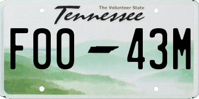 TN license plate F0043M