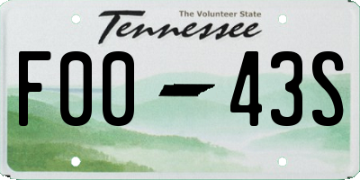 TN license plate F0043S