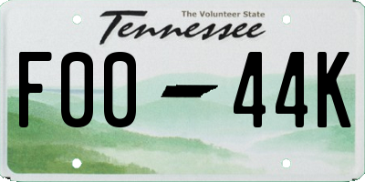 TN license plate F0044K