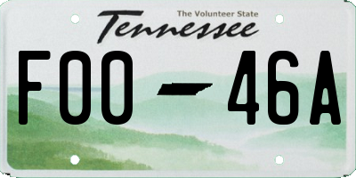 TN license plate F0046A