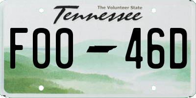 TN license plate F0046D