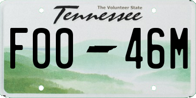 TN license plate F0046M