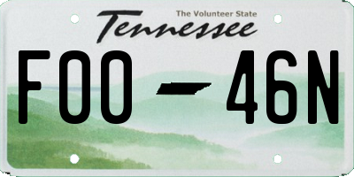 TN license plate F0046N