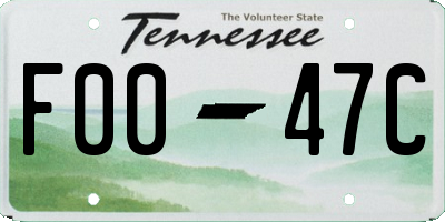 TN license plate F0047C