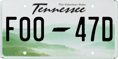 TN license plate F0047D