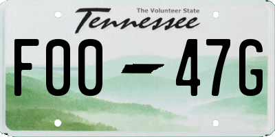 TN license plate F0047G