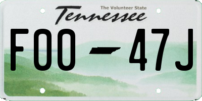 TN license plate F0047J