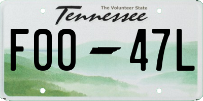 TN license plate F0047L