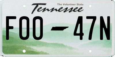 TN license plate F0047N