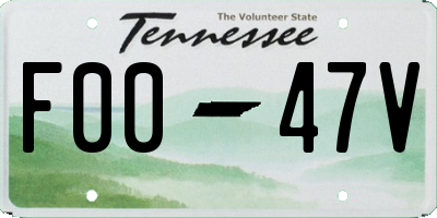 TN license plate F0047V