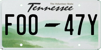 TN license plate F0047Y