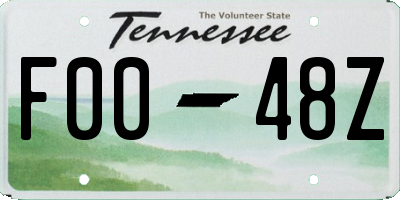 TN license plate F0048Z