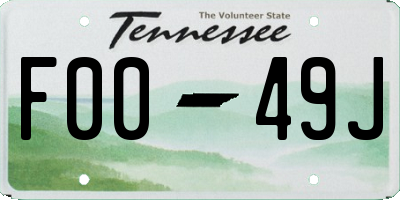 TN license plate F0049J