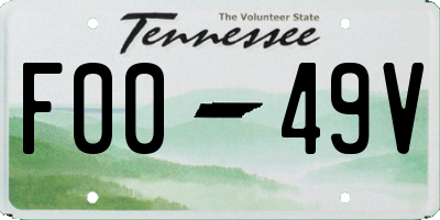 TN license plate F0049V