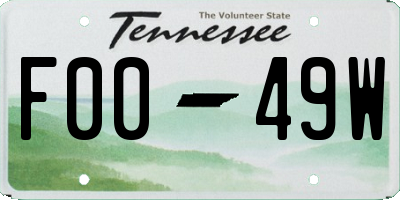 TN license plate F0049W