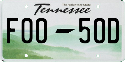 TN license plate F0050D