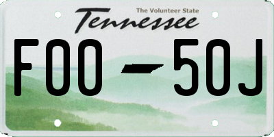 TN license plate F0050J