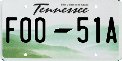 TN license plate F0051A