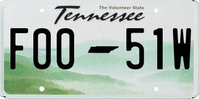 TN license plate F0051W