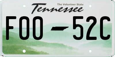 TN license plate F0052C