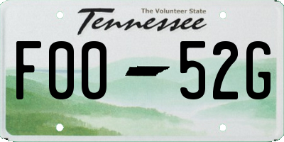 TN license plate F0052G