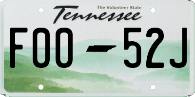 TN license plate F0052J