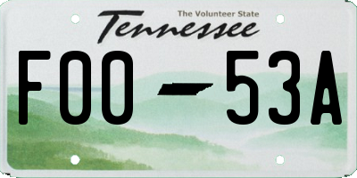 TN license plate F0053A