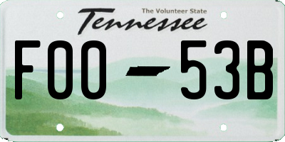 TN license plate F0053B