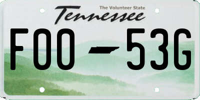 TN license plate F0053G