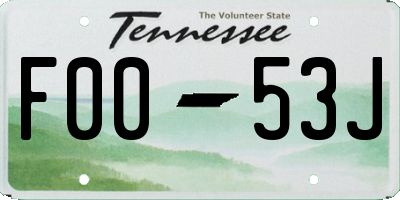 TN license plate F0053J