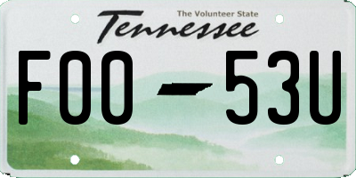 TN license plate F0053U