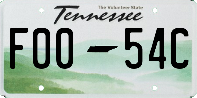 TN license plate F0054C