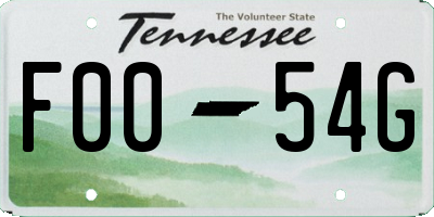 TN license plate F0054G