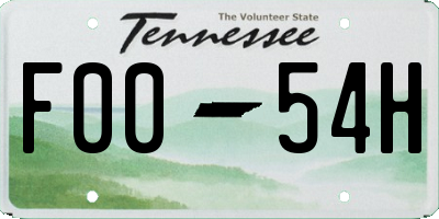 TN license plate F0054H