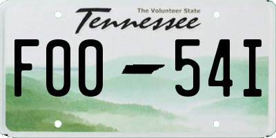 TN license plate F0054I
