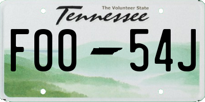 TN license plate F0054J