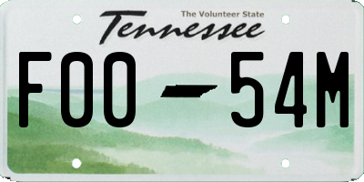 TN license plate F0054M