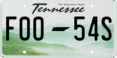 TN license plate F0054S