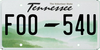 TN license plate F0054U