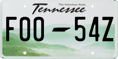 TN license plate F0054Z