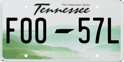 TN license plate F0057L