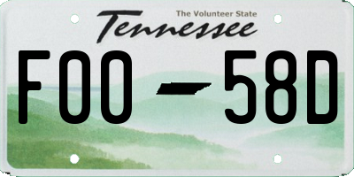 TN license plate F0058D