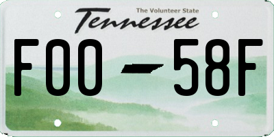 TN license plate F0058F