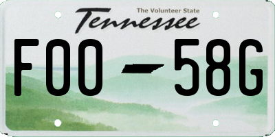 TN license plate F0058G