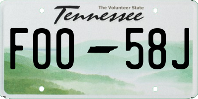 TN license plate F0058J